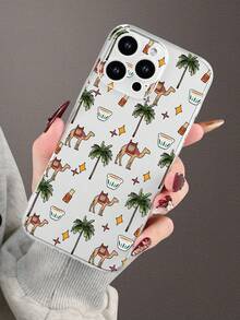 Middle East 1pc Camel & Palm Tree Printed Soft Transparent Protective Phone Case, Fashionable Natural Style Suitable As Gift For Girlfriend, Sister, Friend, Aunt, Mom, Couples, Birthdays - Compatible With IPhone 17/16/15/14/13/12/11/Pro/ProMax/X/XR/XS/XSMax/7/8/Plus And Models - Clear - View 2