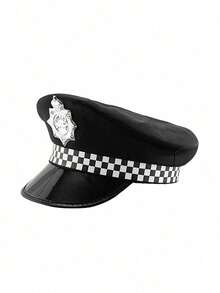 Cosplay Costume Props Police Hat Non-Metal Handcuffs Non-Metal Baton Plastic Material Party Holiday Dress Up Atmosphere - Black - View 2