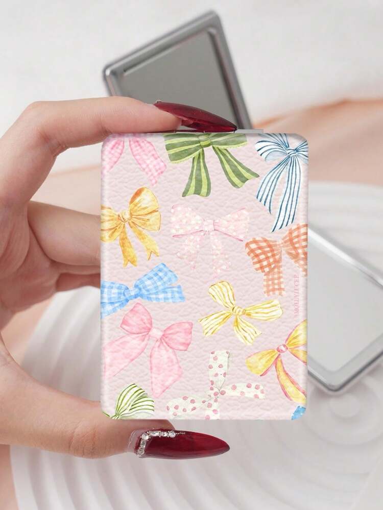 1个Y2K乡村水果系列便携式化妆镜，可折叠轻薄便携手镜，耐用PU皮革材质，适合各种场合和人群，长方形可折叠设计，方便携带 - 彩色 - 查看 13