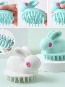 1pc Rabbit Ear Scalp Massager Brush, Silicone Scalp Massage Comb, Cleansing & Care, Relieve Itchy Scalp, Suitable For Salons & Back-To-School Season - Multicolor - View 5