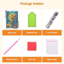 MISCER Flowers Diamond Art Kits For Adults, Sunflower Diamond Painting Kits For Beginners, 5D Full Drill Round Paint With Diamonds Pictures, Gem Art Painting DIY Crafts Kit Decor 12x16inch - 向日葵-01 - 查看 7