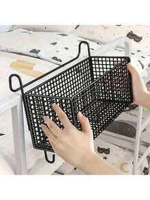 The Storage Rack Beside The Bed Is Equipped With Hanging Baskets, Which Are Used To Organize The Items Above The Upper Bunk. Back-To-School Season, Furniture Items