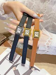 1 pieza Reloj de mujer con esfera cuadrada y correa de acero inoxidable, reloj de cuarzo elegante y delicado, adecuado para uso diario, ocasiones formales y decoración de muñeca - Unitalla - Ver 10