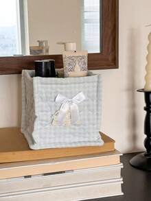 Lace Heart-Shaped Storage Basket, Soft Fabric Decorative Basket With Large Capacity, Multi-Functional Desktop Storage For Cosmetics, Dorm, Home Essentials, Fashionable And Beautiful Storage Bag - Multicolor - View 4