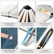 Cuaderno de papel cuadriculado, 312 páginas sin numerar, tapa dura de cuero B5, papel de cuadrícula de 100 g/m² sin sangrado, cuaderno con páginas de índice, cuaderno de cuadrícula para notas de gráficos matemáticos, 7.6" X 10", azul grisáceo - Gris azul - Ver 3