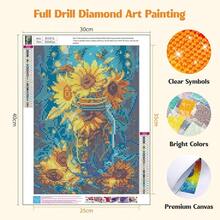 MISCER Flowers Diamond Art Kits For Adults, Sunflower Diamond Painting Kits For Beginners, 5D Full Drill Round Paint With Diamonds Pictures, Gem Art Painting DIY Crafts Kit Decor 12x16inch - 向日葵-01 - 查看 3