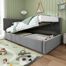 Single Bed 90x200cm, Sofa Bed With Hydraulic Storage, Velvet, Without Mattress, Multicolour Optional.