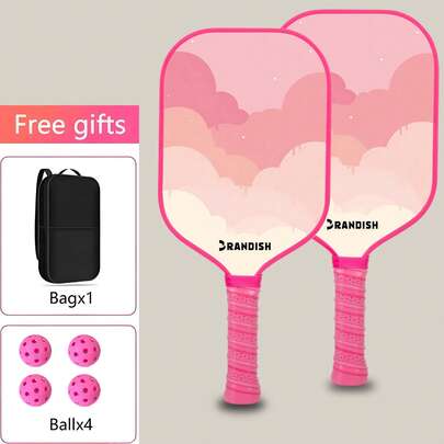 2pcs Pink Pickleball Paddle Set, Suitable For Outdoor Sports