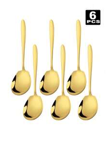 1/2/4/6/8 件套不锈钢自助餐勺，适用于自助餐、宴会、烹饪和厨房 - 金色 - 查看 8