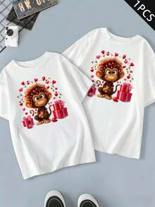 Couple Monkey Love Graphic TShirt Premium Fabric, Unique Graphic Print, Street Hip-Hop, Breathable - MenWhite-1PC - View 2
