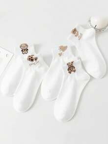 1/5 Paia di accessori da donna Calzini corti Stivali floreali bianchi Abbigliamento economico Y2K Carino Sportivo Divertente Scarpe Regalo di San Valentino - Multicolore - Visualizzare 6