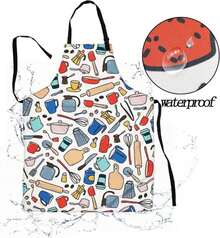 Sosolong Adjustable Waterproof Apron Bib Apron With 2 Pockets Cooking Kitchen Aprons For Women Men Chef - MàuF - Xem 5