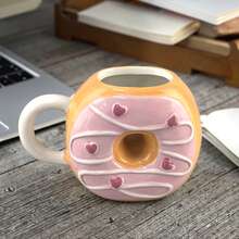 Valentine's Day Donut, Burger, Ice Cream Cone Shaped Ceramic Mug, High-Quality Milk, Breakfast, Coffee Cup - Multicolor - View 14