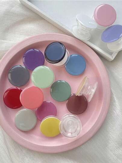 2 piezas Soporte ajustable para teléfono de material de unicolor, soporte de teléfono lindo, accesorio de teléfono extensible, hecho de material ABS, resistente al agua, adorno de teléfono, soporte para Kindle, adecuado para todos los teléfonos, soporte de teléfono de empuje y tracción, accesorio de teléfono, regalo del Día de San Valentín, regalo de cumpleaños, regalo para amigos y familiares