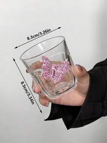1个独特创意粉色蝴蝶结玻璃杯，高品质ins风咖啡杯，优雅下午茶杯，家用饮水杯，早餐牛奶杯，茶杯 - 彩色 - 查看 11