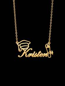 Personalized Graduation Cap (Year, Name), Stainless Steel Customized Jewelry, Graduation Season Gift, Includes Gift Box, Class Of 2026 - Gold - View 11