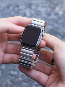 1pc Stainless Steel Bamboo Texture Watch Band, Compatible With Apple Watch