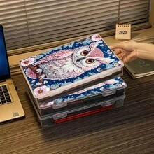 1PC Diamond Painting Storage Box, Fun Pattern - Open Lid Design, Suitable For Diamond Art, Crafts, Home, Office - Perfect Gift For Pet Lovers, DIY Enthusiasts, Birthday, Anniversary - Decorative And Practical Storage Box With Secure Closing System - Multicolor - View 21