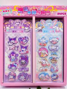 卡通动画系列 3D 可爱图案贴纸，可爱女孩心形贴纸，手账装饰贴纸 - 彩色 - 查看 6