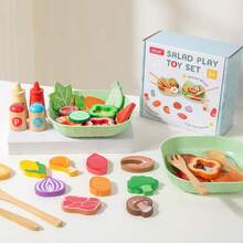 Kids DIY Salad Toy Set, Food Ingredient Recognition DIY Matching, Suitable For Boys And Girls Food Ingredient Recognition Creative DIY Food Pretend Play Toy Set, Children's Birthday Gift, Children's Day Gift - Multicolor - View 8