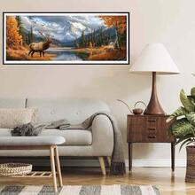 Yomiie Large 5D Diamond Art Kits For Adults, Elk Diamond Painting Art Animals DIY Full Round Drill Kits, Embroidery Rhinestone Diamond Crystal Craft Canvas Home Wall Decor 31.5x11.81 Inch - 麋鹿 - 查看 4