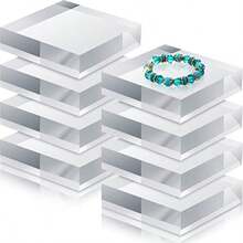 Remerry Bloque de exhibición de acrílico transparente pulido cuadrado Soporte Exhibición Acrílico Soporte Acrílico 4 x 4 x 1 pulgadas - Transparente - Ver 7