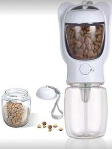 Dog Water Bottle With Detachable Leak-Proof Food Container, Suitable For Hiking And Travel