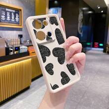 1个黑色爱心图案防震手机壳，采用UV印刷工艺，兼容三星/Galaxy/Infinix/Redmi/OPPO/VIVO/Realme等安卓机型 - 米色 - 查看 5