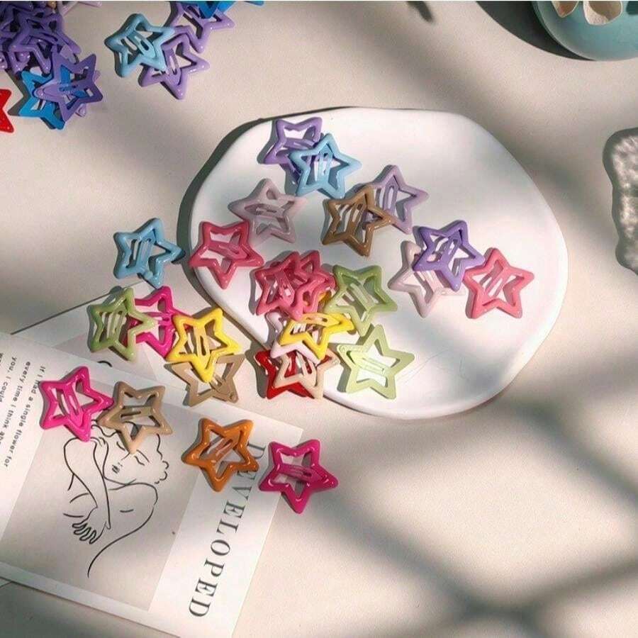 20/30/40 Colorful Five-Pointed Star-Shaped Hair Clips. Perfect For Parties And Everyday Wear. - 40UN - Ver 1