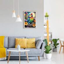 GDYEEH DIY Parrot 5D Diamond Art Painting Kit, Flowers Full Round Drill Sparkling Diamond Painting Picture, Moon Light Diamond Painting Art Craft Kits For Adults Beginners, Home Wall Decor 12x16inch - USGD008 - 查看 3
