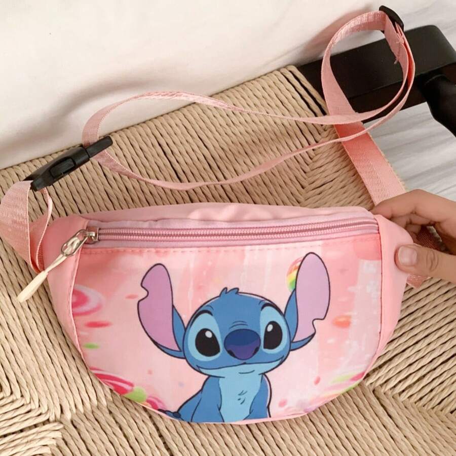 Stitched Fashionable Fanny Pack - Adjustable Waist Belt Fanny Pack In Bright Pink, Suitable For Travel, Hiking And Daily Commute, Fashionable Cartoon Pattern Fanny Pack, Practical And Secure, Can Store Phone And Wallet, Lightweight Sports Sling Bag - Multicolor - View 1