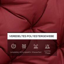 3-Seater Bench Cushion 150 X 98 X 8 Cm, Bench Cushion With Ties, Seat Cushion, Indoor/Outdoor Chair Cushion, Seat Pad, Garden Furniture Cushion, Window Seat Cushion, Swing Cushion, Red - 紅色 - 查看 4