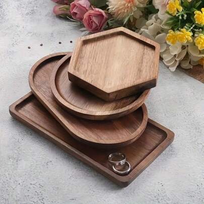 4 Styles High Quality Snack Plate, Dessert Plate, Fruit Plate, Tray, Platter, Wooden Tray, Jewelry Tray, Ring Tray | Suitable For Kitchen, Party, Camping - Perfect Gift For Christmas, Halloween, Thanksgiving, Wedding Decor, Bathroom Decor, Home Decor, Living Room Decor, Birthday Decor, Dining Table Decor, Kitchen Accessories, Kitchenware, Dining Supplies