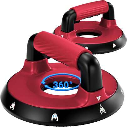 Perfect Elite 俯卧撑架 - 旋转手柄设计，钢珠轴承，旋转顺畅，符合人体工学的握把，8 英寸底座和防滑纹理底部 - 最大承重 400 磅