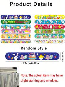 12个/6个装复活节拍手手环、复活节棕榈手环、复活节派对小礼物、复活节篮子填充物、复活节手链、复活节彩蛋填充物、派对用品、复活节礼品袋填充物、复活节彩蛋寻宝游戏、春季和复活节主题按扣、礼品袋填充物 - 彩色 - 查看 3