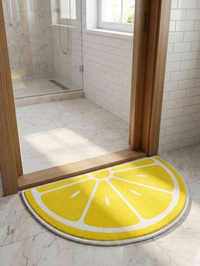 1pc Creative Lemon Faux Wool Rug, Washable Bath Mat, Decorative Rug, Made Of High-Quality Faux Wool, Multicolor, Approx. 10mm Thick, Suitable For Living Room, Bedroom, Study, Bathroom, Soft And Skin-Friendly, Personalized Home Decor, All Season
