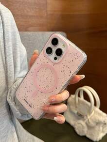 Minimalist Blue & Pink Splash Ink Couple Matching Magnetic Phone Case, Compatible With IPhone 17 Pro Max, 16 Pro Max, 15 Pro, 14, 13, Cute & Fashionable For Girls - Multicolor - View 5