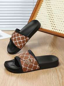 4-Season Indoor Slippers, Bathroom Slippers, Outdoor Sports & Beach Slippers, Slippers, Slip-On Slippers, Soft & Comfortable Breathable, Asymmetrical Pattern Design - Brown - View 13