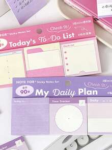 1 Set Mini Sticky Notes, Minimalist All-Match Versatile Student Memo Pads, Daily Shallow Memory Series, Suitable For Gifts, Office, Home, Marking, Labels, Classrooms, Entertainment Toys, Student Journals, Creative Retro Decoration Stickers - Multicolor - View 3