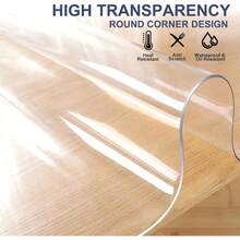 14x24 In Table Protector Plastic PVC Desk Protector Tablecloth Cover Office Desk Pad Wood Furniture Glass Dining Tabletop Countertop Waterproof Rectangular With Mouse Pad - Clear 1.5mm + 14"x24" - View 6