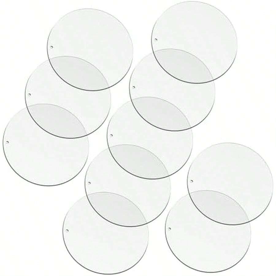 5 Pack Acrylic Disc Blanks, 4 Inch Clear Acrylic Round Disc With Holes For Crafts DIY Keychain Holiday Decorations - 2 Inch-10 - View 1