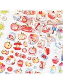 1张甜美糖果派对系列3D贴纸，精致可爱，可用于装饰相框、电脑、手机壳、耳机、杯子、旧杂志、铅笔盒、桌面装饰、返校贴纸、学习用品等。 - 彩色 - 查看 6
