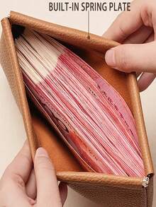 IC Auto-Lock Vintage Wallet - Long Banknote Clip, With Coin Pouch And Credit Card Slots - Durable (PU Material) - Deep Style // For Bank Deposit, Cash And ID Card Storage - Fashionable Wallet