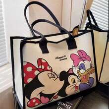 Disney Donald Duck &  Mouse Print Canvas Tote Bag, Large Capacity Casual Commuter Shoulder Bag, Fashion Lightweight Cartoon Bag For Women, Students, Holiday Gift - Multicolor - View 5