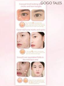 GOGO TALES Kem che khuyết điểm và kem nền dạng cushion Porcelain Light-Infused, kem che khuyết điểm dạng lì và kem nền dạng cushion lâu trôi, kiểm soát dầu, bảng màu 2 trong 1 dành cho da hỗn hợp, da dầu và da khô, phù hợp cho học sinh, GOGOTALES - G01 Da trắng sáng - Xem 8