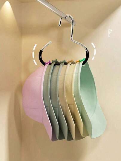 1/2/4/10pcs Random Color Hat Organizer Rack, Hanging Hat Holder For Wardrobe/Closet, Multi-Functional Hat Display Rack, Space-Saving Hanging Solution For Everyday Caps, Quick-Install, Durable And Lightweight, Stylish Storage For Beanies, Baseball Caps, Sun Hats, Women And Men Accessories