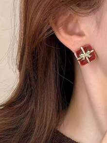 1 par retro geometriska fyrkantiga rosettörhängen, elegant present till tonårsflickor, lämpliga för vardagsbruk och festivaler