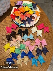 40pcs Cute Bowknot Hair Clips Set, Suitable For Daily And Casual Wear, Random Delivery - Multicolor - View 6