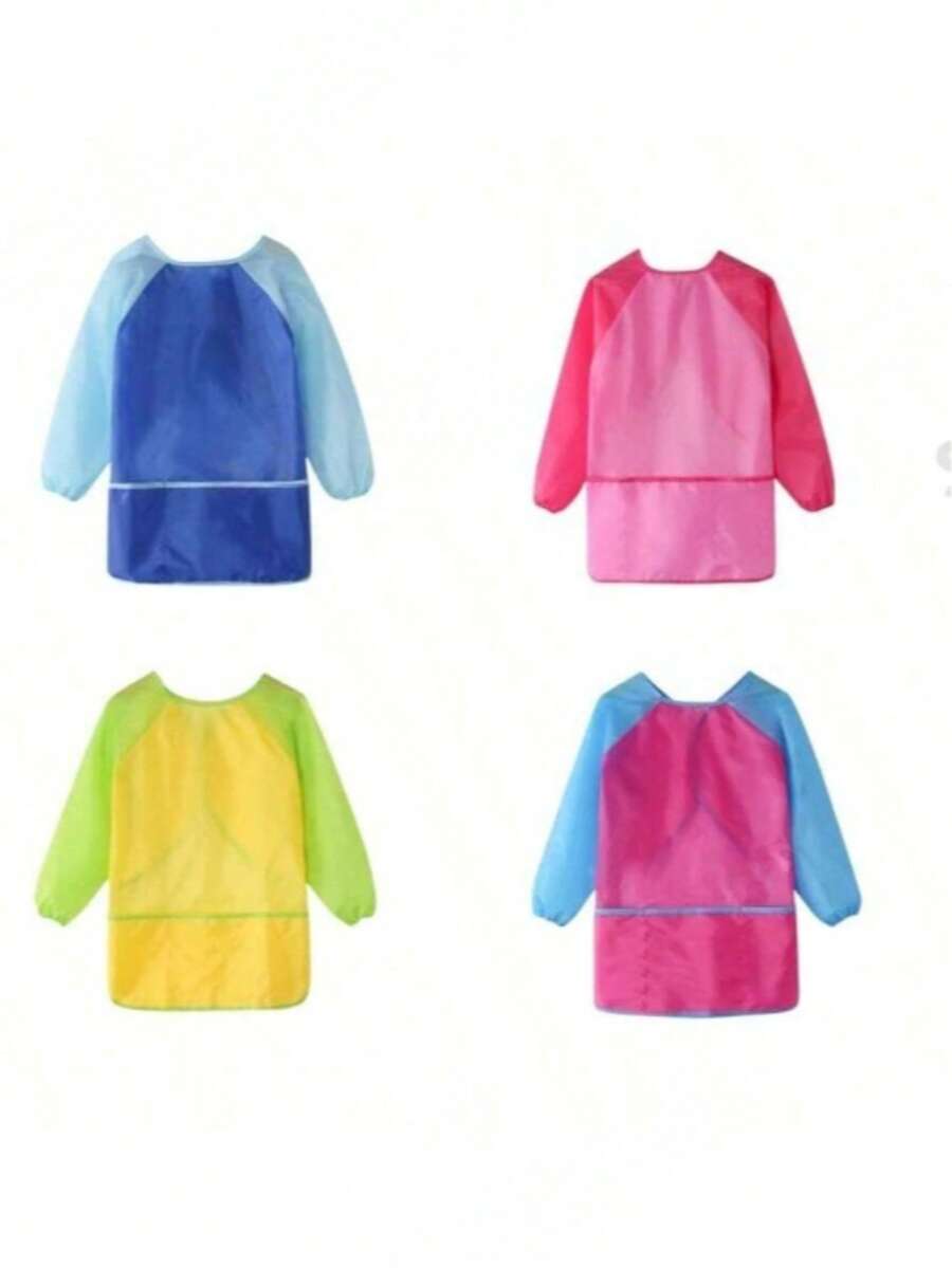 新款儿童绘画罩衫，防水儿童艺术围裙，绘画喂食围兜，儿童绘画围裙，手工制作，烹饪围裙，带3个大口袋的幼儿艺术围裙，男童围裙，儿童厨房围裙，儿童烹饪围裙，儿童围裙，绘画围裙，儿童围裙，艺术围裙，女童围裙，儿童艺术围裙，儿童厨师围裙，儿童厨师围裙，儿童绘画