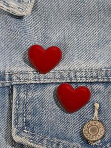 2 Stück/Set, leuchtend rote Herz Brosche - klassischer, simpler Stil, langanhaltend Harz Anstecknadel für Mädchen Taschen und Schuhe - 2 herzförmige bordeauxrote Broschen - Übersicht 17